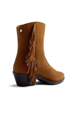 Gioseppo Saltos|Calçado De Couro-Botins de cowboy de pele com franjas Kasson Castanho