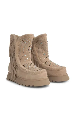 Alma en Pena Botins-Botins de pele com franjas Tostado