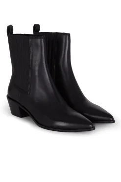 Cortefiel Saltos|Botins-Botins de pele elástico Preto