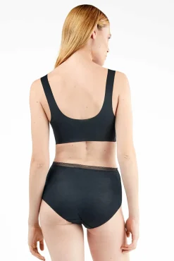 Gisela Roupa Interior-Braguita alta básica con galón de encaje preto