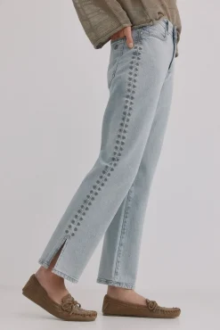 Hoss Intropia Jeans-Brigitte. Jeans bordado Cinzento