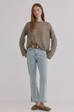 Hoss Intropia Jeans-Brigitte. Jeans bordado Cinzento