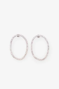 Cortefiel Joalharia E Bijuteria-Brincos de argola com strass Cinzento