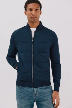Cortefiel Camisolas|Casacos--Regular fit-Fleece fabric combined with technical fabric-Front zip fastening, bomber neck and side pockets-By buying our cotton products, you're supporting our investment in the Better Cotton initiative. This product has been sourced using Azul