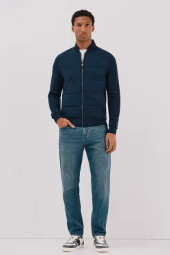 Cortefiel Camisolas|Casacos--Regular fit-Fleece fabric combined with technical fabric-Front zip fastening, bomber neck and side pockets-By buying our cotton products, you're supporting our investment in the Better Cotton initiative. This product has been sourced using Azul