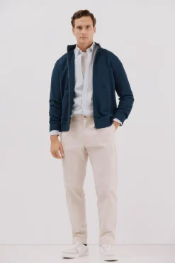 Cortefiel Camisolas--Regular fit-Structured fleece fabric-Front zip fastening and kangaroo pockets-By buying our cotton products, you're supporting our investment in the Better Cotton Initiative. This product is sourced via a system of mass balance and therefo Azul