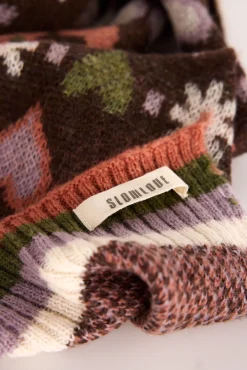 Slowlove Cachecol-Cachecol de coração Castanho