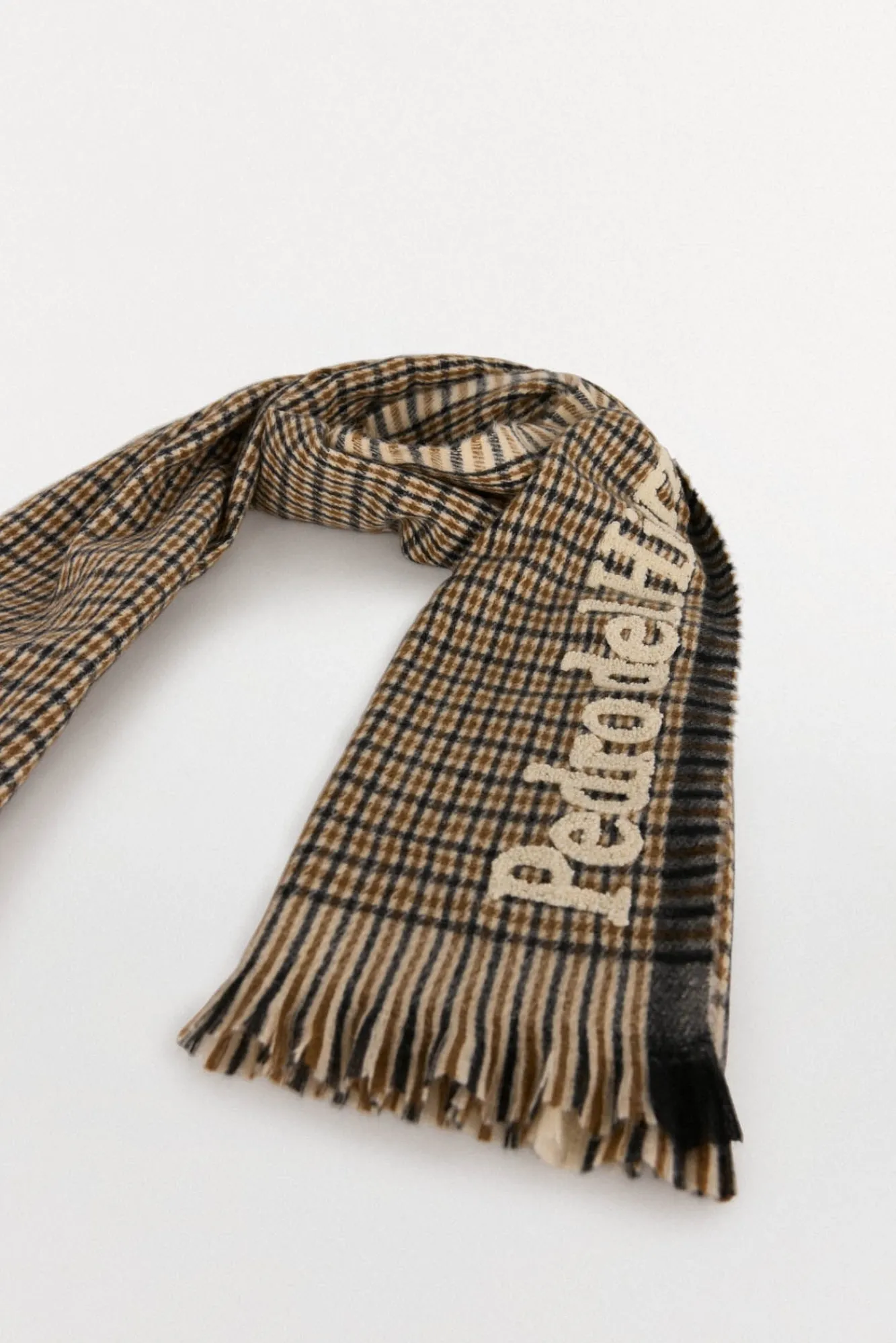 Pedro del Hierro Cachecol-Cachecol de tecido xadrez Cizento