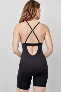 Gisela Calças-Calça body com decote extremo preto