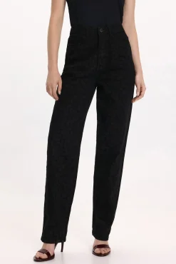 Vila Jeans-Calça calça com estampa animal Preto