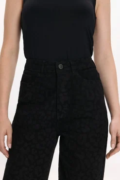 Vila Jeans-Calça calça com estampa animal Preto