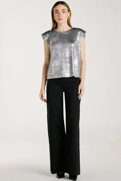 Vila Jeans-Calça calça de perna larga Preto