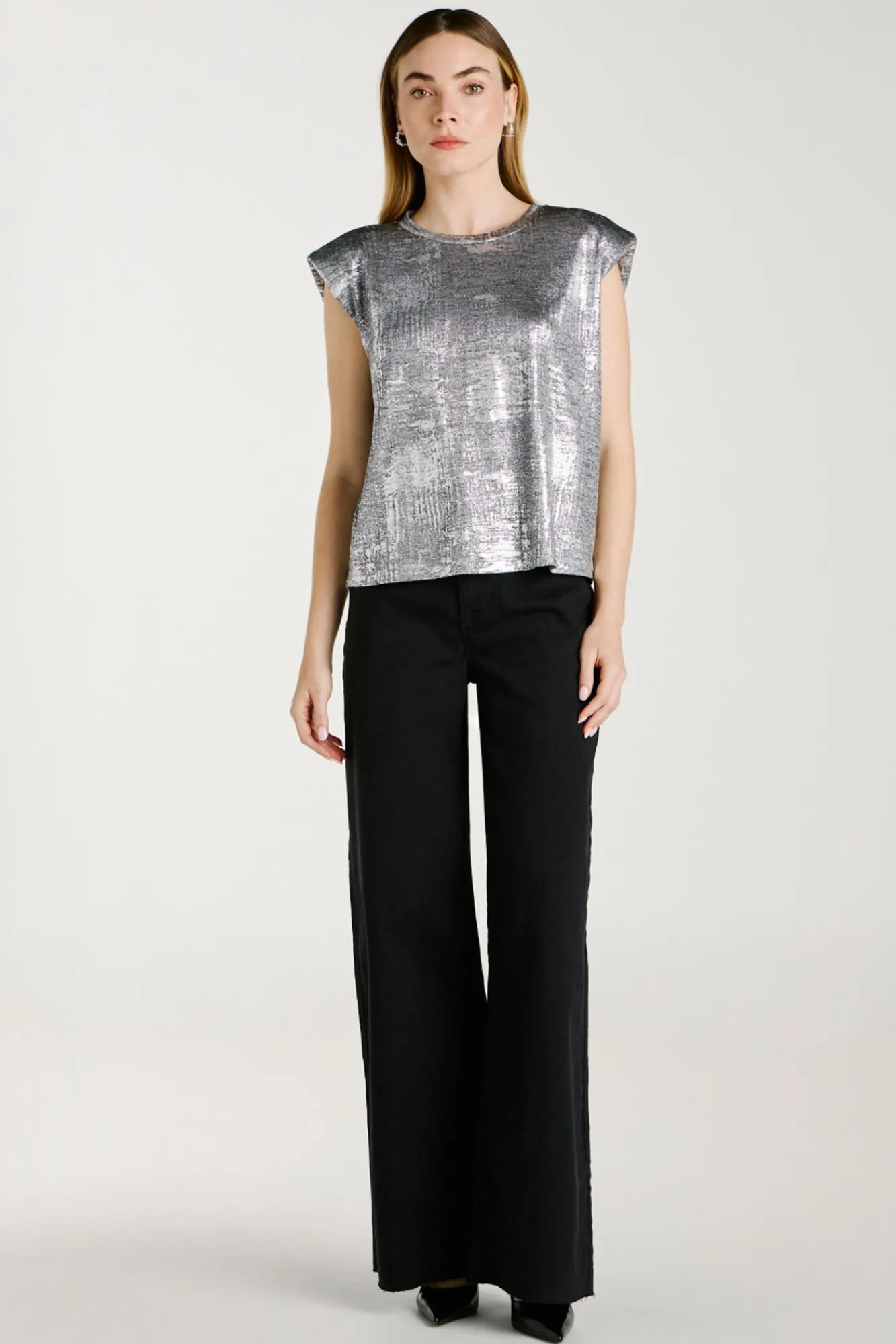 Vila Jeans-Calça calça de perna larga Preto