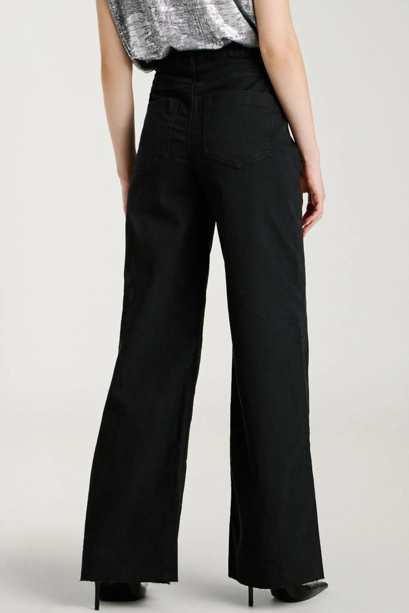 Vila Jeans-Calça calça de perna larga Preto