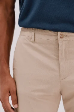 Cortefiel Calças|Chinos-Calça calças chino com estampa slim fit Tostado