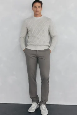 Pedro del Hierro Calças|Chinos-Calça calças chino com estampa slim fit Beige