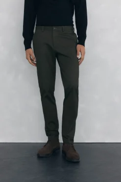 Pedro del Hierro Calças|Chinos-Calça calças chino com estampa slim fit Verde