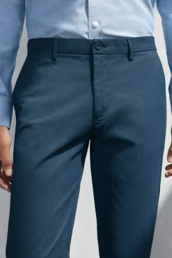Pedro del Hierro Calças|Chinos-Calça calças chino com estampa slim fit Azul