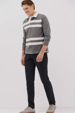 Cortefiel Calças|Chinos-Calça calças chino com estampa slim fit Preto