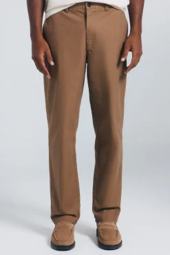 Springfield Calças|Chinos-Calça calças chino de lona com corte reto castanho