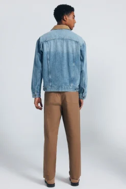 Springfield Calças|Chinos-Calça calças chino de lona com corte reto castanho