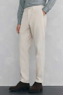 Pedro del Hierro Calças|Chinos-Calça calças chino de veludo veludo leve e slim fit Ecru
