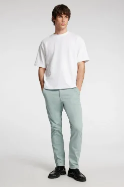 Selected Calças|Chinos-Calça calças chino slim fit feita de algodão orgânico Verde