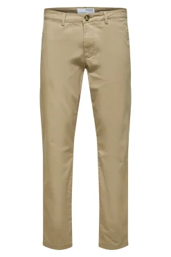 Selected Calças|Chinos-Calça calças chino slim fit feita de algodão orgânico Tostado
