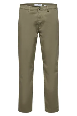 Selected Calças|Chinos-Calça calças chino slim fit feita de algodão orgânico Castanho