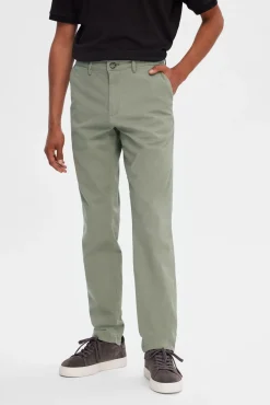 Selected Calças|Chinos-Calça calças chino slim fit feita de algodão orgânico Verde