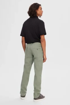 Selected Calças|Chinos-Calça calças chino slim fit feita de algodão orgânico Verde