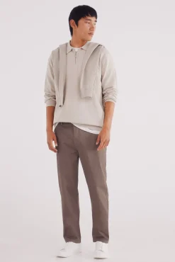 Springfield Calças|Chinos-Calça calças chino slim fit com micro estampa cru