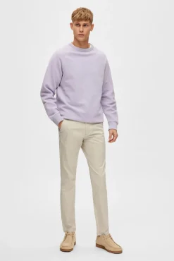 Selected Calças|Chinos-Calça calças chino slim fit feita de algodão orgânico Tostado