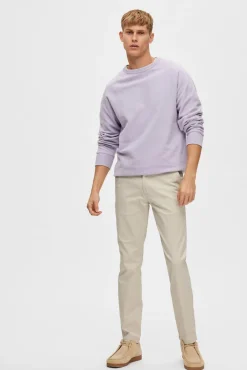 Selected Calças|Chinos-Calça calças chino slim fit feita de algodão orgânico Tostado