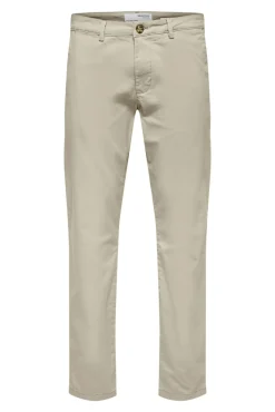 Selected Calças|Chinos-Calça calças chino slim fit feita de algodão orgânico Tostado
