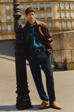 Springfield Calças|Chinos-Calça calças chino slim fit confortável azul