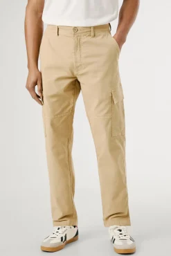 Pepe Jeans Calças-Calça cargo regular feita de tecido leve. camel