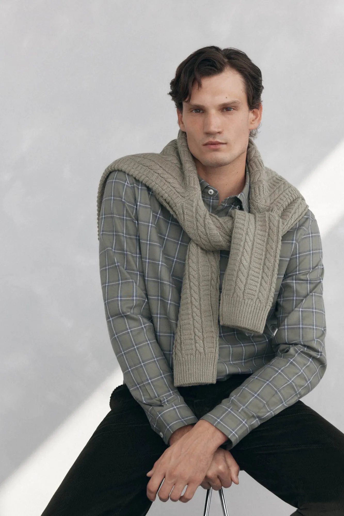 Pedro del Hierro Calças|Chinos-Calça Chino de veludo grossa de regular fit Verde