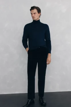 Pedro del Hierro Calças|Chinos-Calça Chino de veludo grossa de regular fit Azul