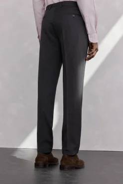 Pedro del Hierro Calças|Calças Clássicas-Calça cinza estruturada slim fit bi-elástica Cizento