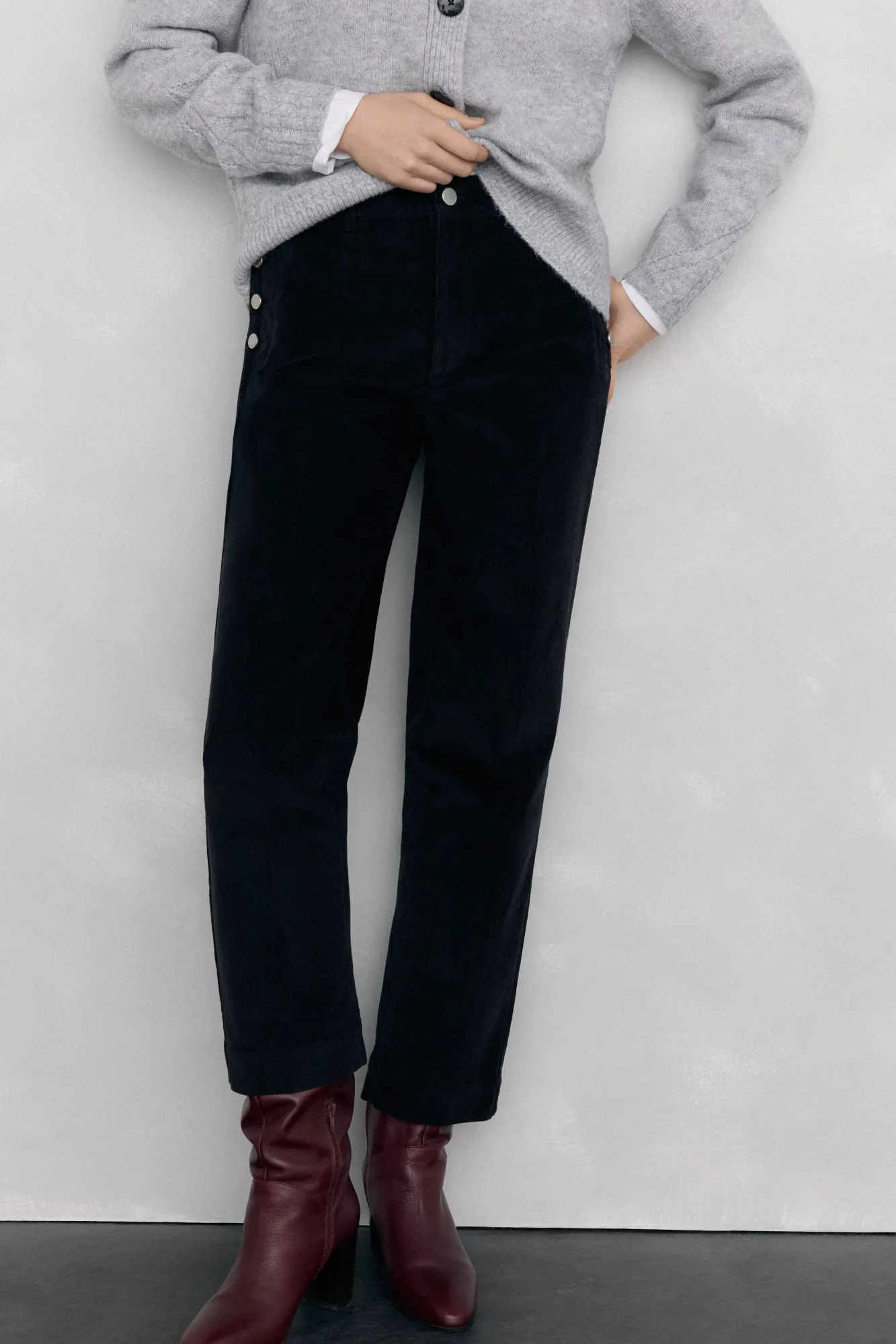 Pedro del Hierro Calças-Calça clássica de veludo veludo slim Preto