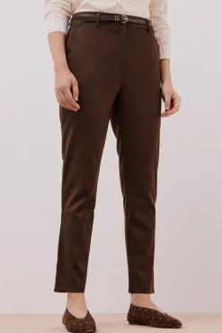 Cortefiel Calças-Calça com cinto Castanho