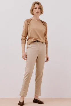 Cortefiel Calças-Calça com cinto Tostado