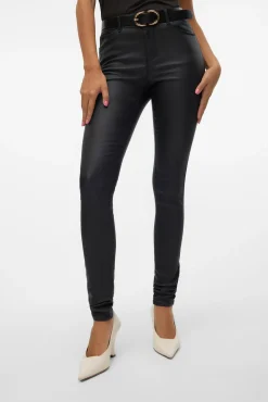 Vero Moda Calças-Calça com efeito encerado Preto