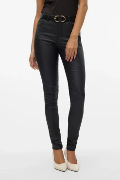 Vero Moda Calças-Calça com efeito encerado Preto