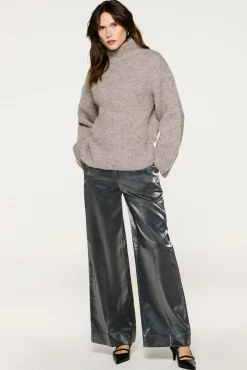 Selected Calças-Calça com efeito metálico Preto