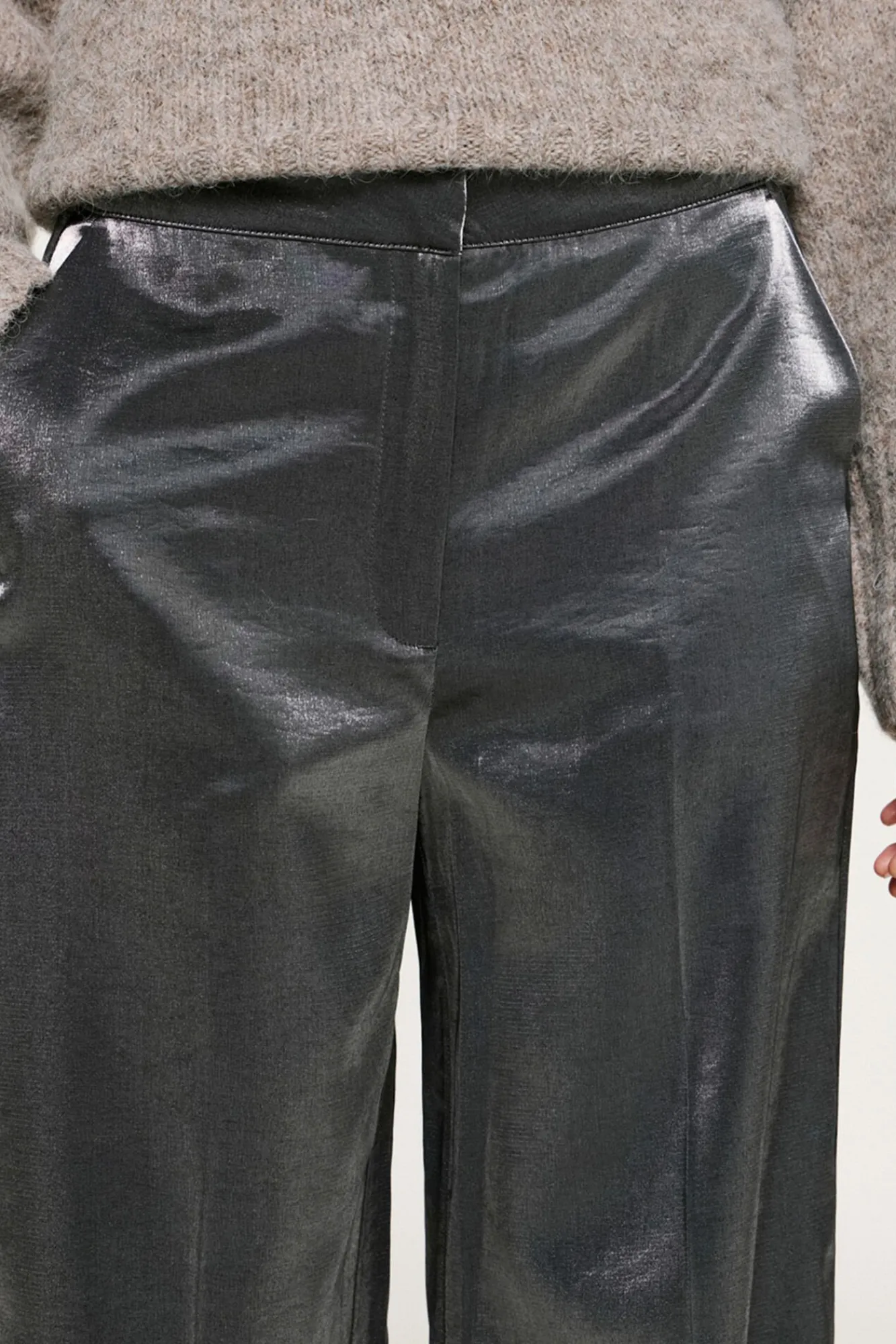 Selected Calças-Calça com efeito metálico Preto