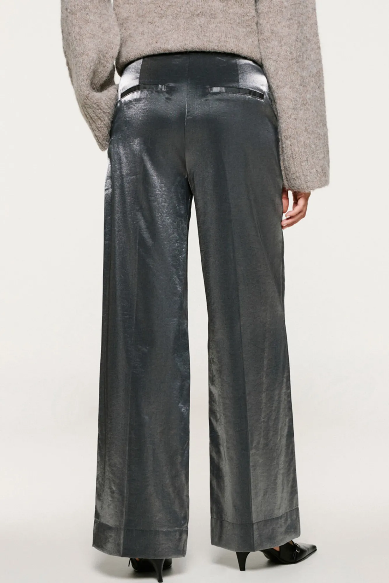 Selected Calças-Calça com efeito metálico Preto