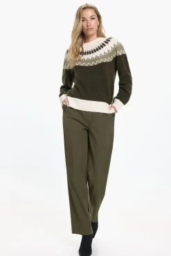 Vero Moda Calças-Calça comprida com detalhe de botão Verde