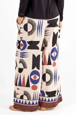 Gisela Pijamas|Calças-Calça compridas com motivos geométricos branco